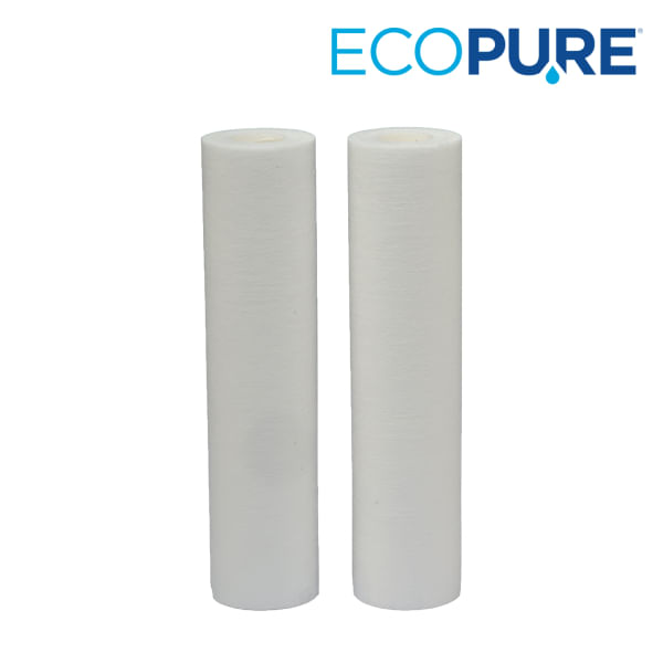 2 Pack EcoPure EPW2VC Whole Water Filtration System Housing & Melt Blown Universal Whole Home Filter 